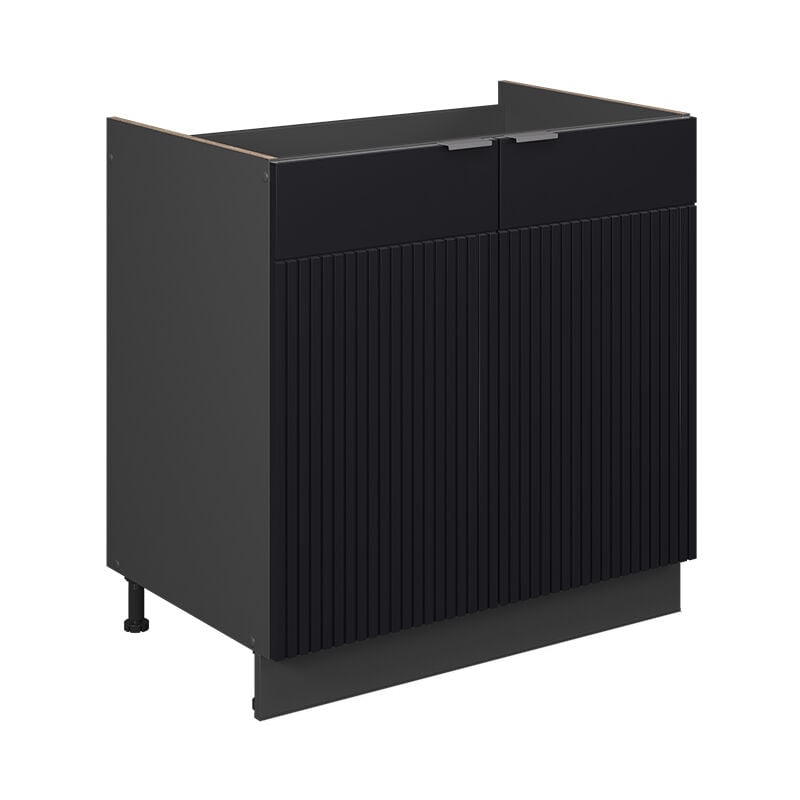 Meuble bas sous-évier Fame-Line, Noir rayé, 80cm sans PT, Vicco