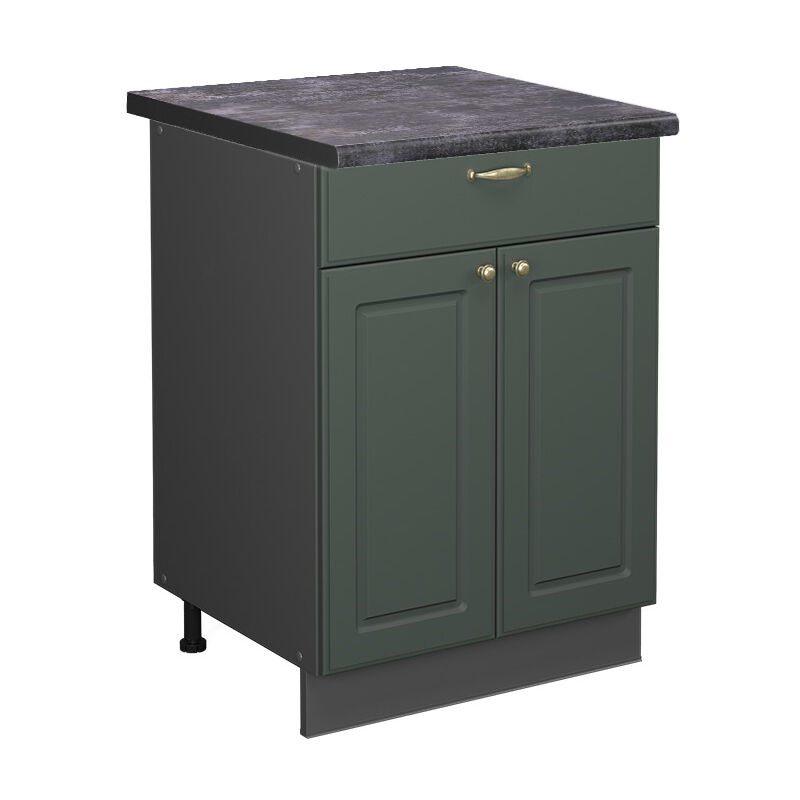 Küchenunterschrank Fame-line, Grün-gold Landhaus, 60 Cm Mit Schublade, Ap Anthrazit Vicco