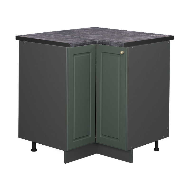 Vicco - Eckunterschrank Fame-line, Grün-gold Landhaus, 80.5 Cm, Ap Anthrazit