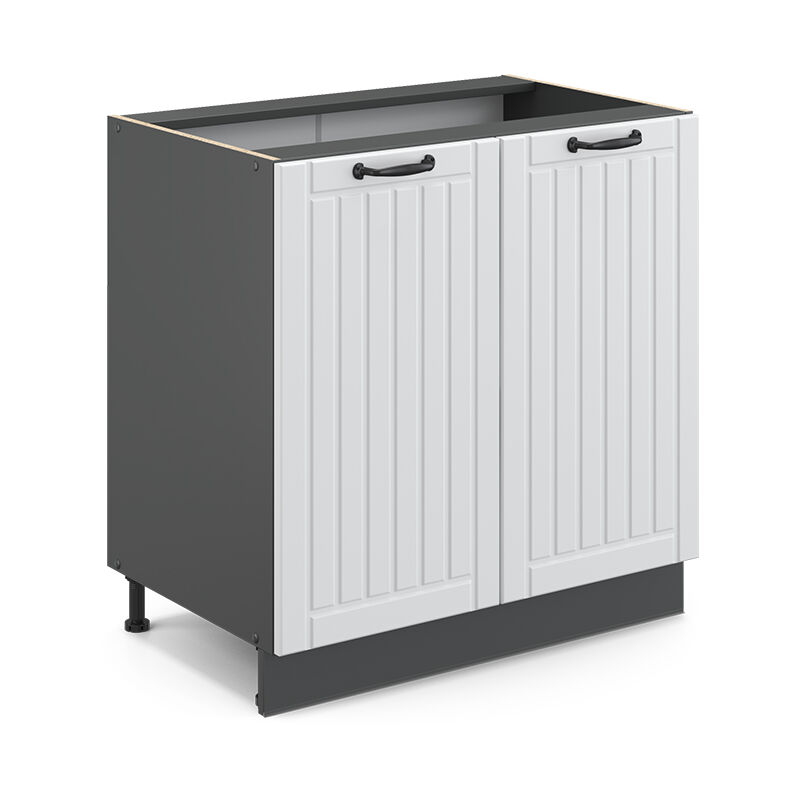 Küchenschränke Fame-line, Weiß Landhaus, 80 Cm Mit Regal, Ohne Arbeitsplatte Vicco