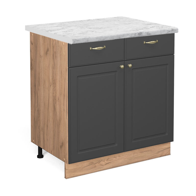 Vicco - Küchenunterschrank Fame-line, Anthrazit-gold, 80 Cm , Ap Marmor