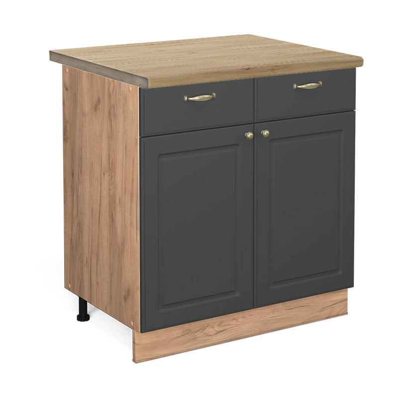 Vicco - Küchenunterschrank Fame-line, Anthrazit-gold, 80 Cm , Ap Eiche