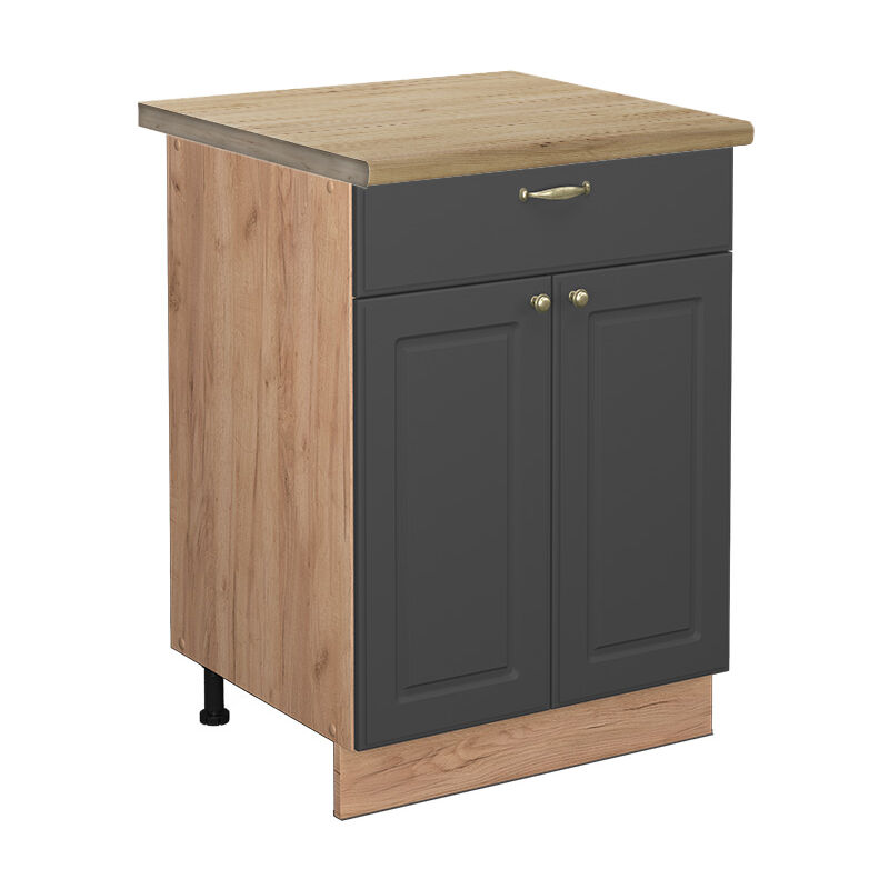Vicco - Küchenunterschrank Fame-line, Anthrazit-gold, 60 Cm Mit Schublade, Ap Eiche