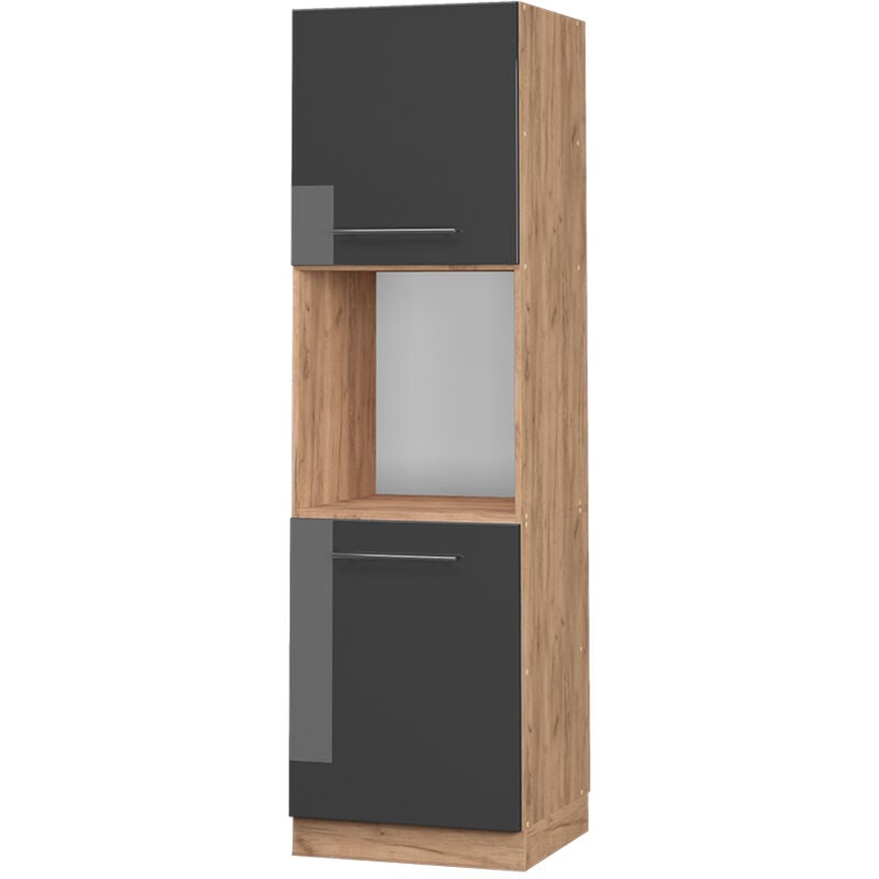 Vicco - Meuble pour four Fame-Line, Anthracite Haute brillance, 60 cm ouvert