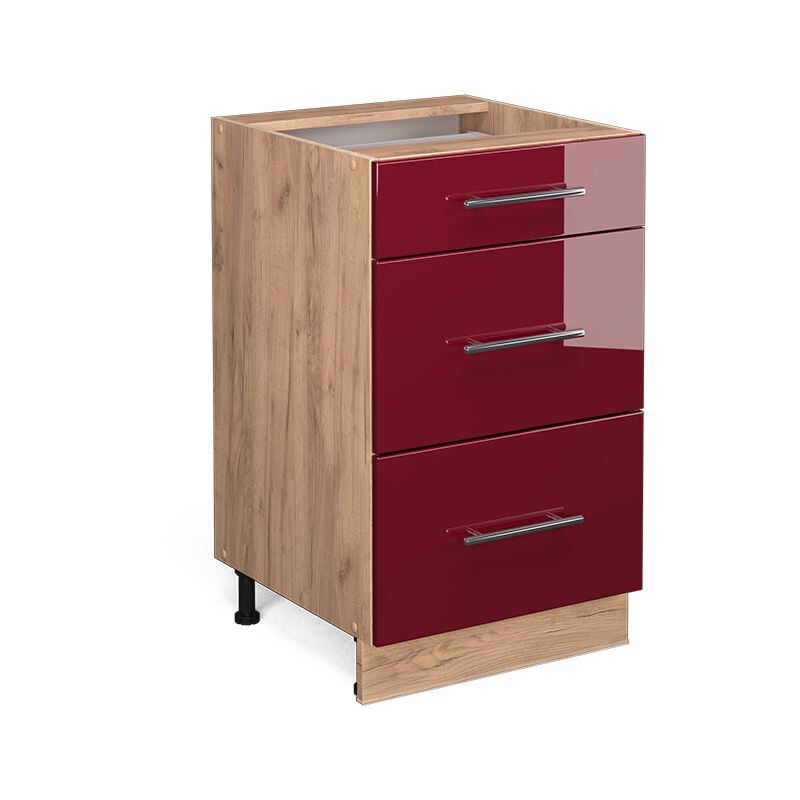 Meuble cuisine Fame-Line, Rouge bordeaux Haute brillance, 50 cm sans plan de travail Vicco