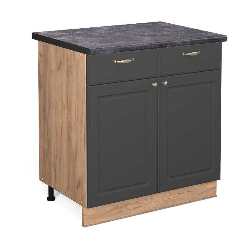 Vicco - Meuble cuisine Fame-Line, Anthracite-or, 80 cm, pt Anthracite