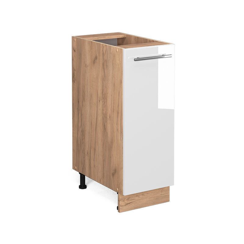 Meuble de cuisine Fame-Line, Blanc Haute brillance, 30 cm sans plan de travail Vicco