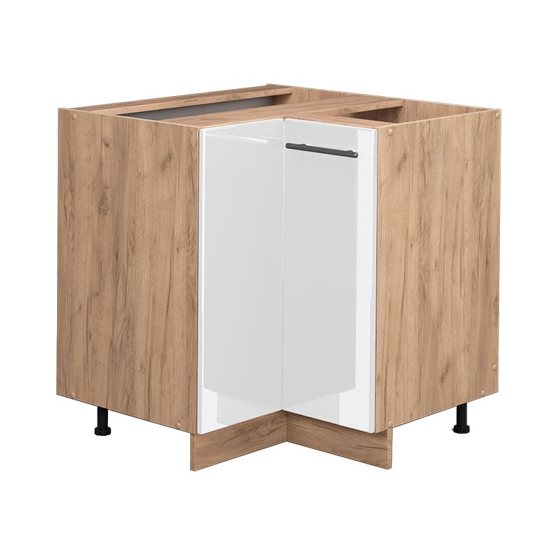 Meuble d'angle Fame-Line, Blanc Haute brillance, 80.5 cm sans plan de travail Vicco