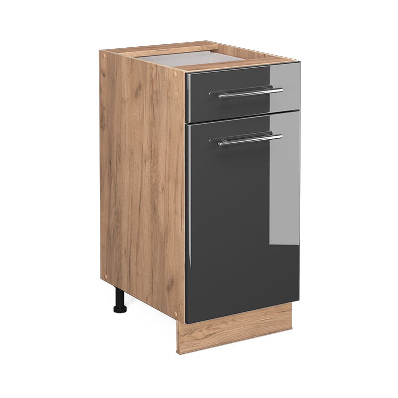 Meuble cuisine Fame-Line, Anthracite Haute brillance, 40 cm sans plan de travail Vicco