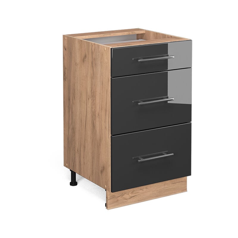 Meuble cuisine Fame-Line, Anthracite Haute brillance, 50 cm sans plan de travail Vicco