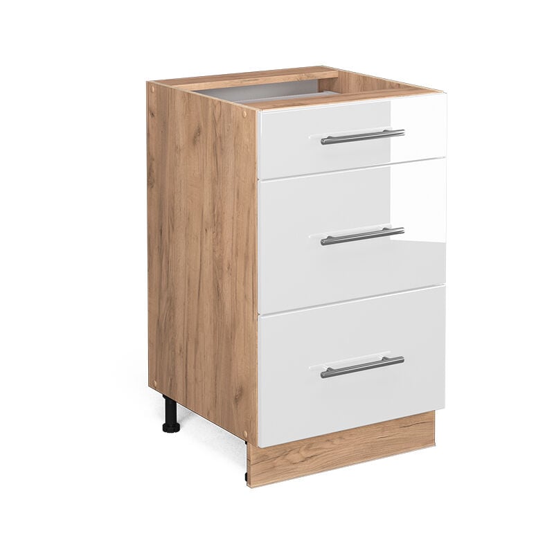 Meuble cuisine Fame-Line, Blanc Haute brillance, 50 cm sans plan de travail Vicco