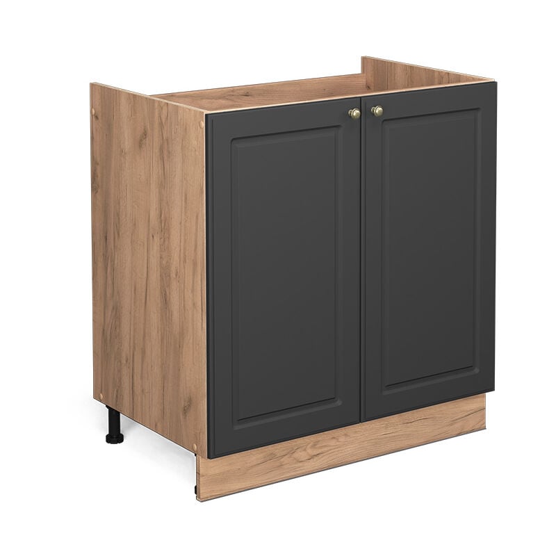 Meuble bas sous-évier Fame-Line, Anthracite-or, 80 cm sans plan de travail Vicco