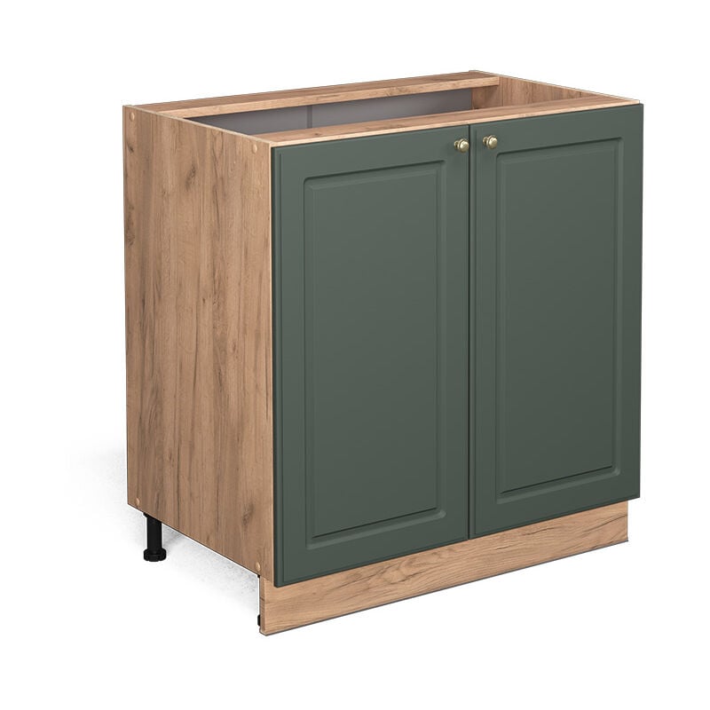 Meuble d'évier Fame-Line, Vert Or Campagne, 80 cm avec étagère, sans plan de travail Vicco