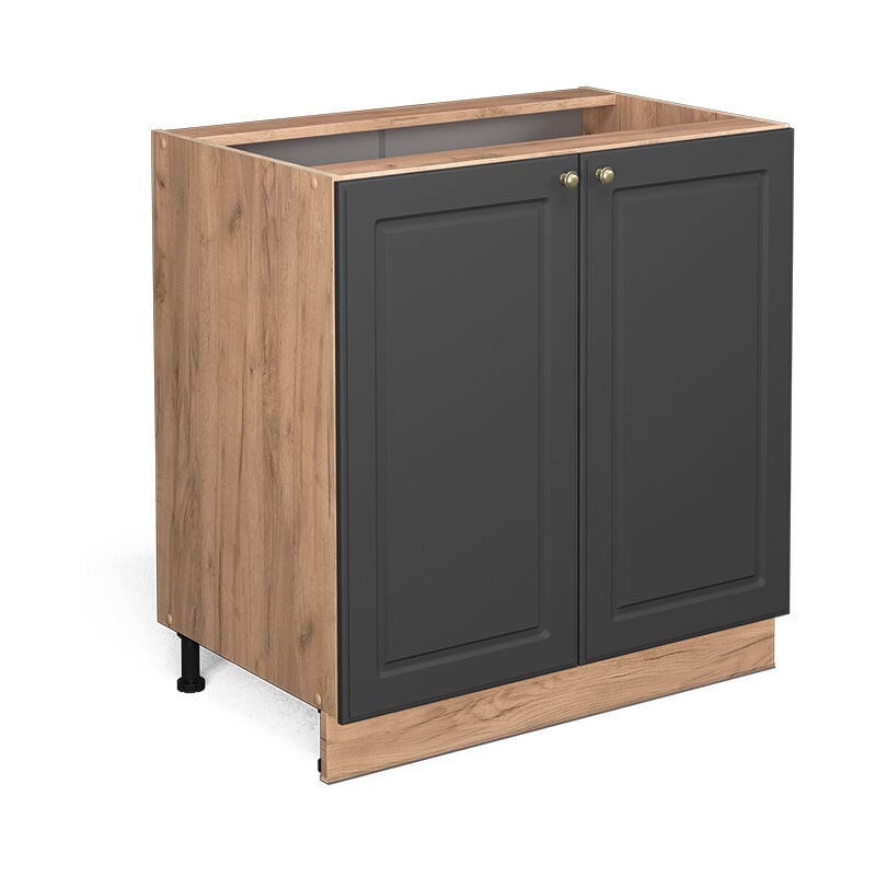 Meuble bas sous-évier Fame-Line, Anthracite-or, 80 cm avec étagère, sans plan de travail, Vicco