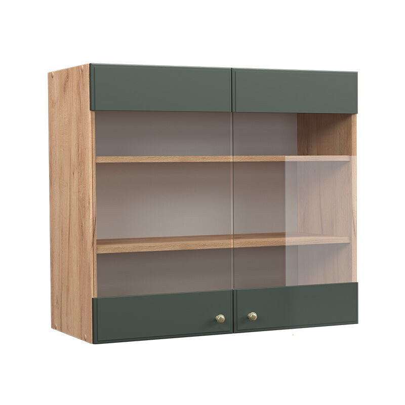 Meuble de cuisine haut vitré Fame-Line, Vert Or Campagne, 80 cm Vicco