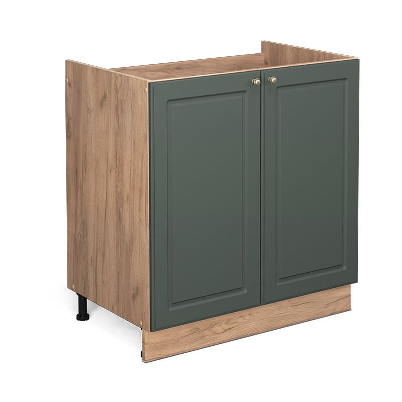 Meuble bas sous-évier Fame-Line, Vert Or Campagne, 80 cm sans plan de travail Vicco