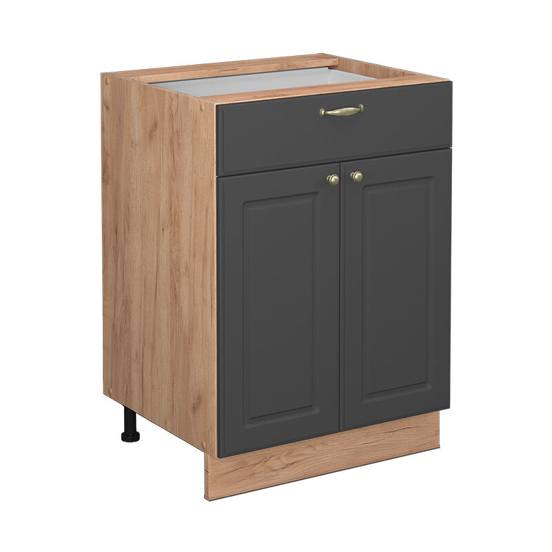 Küchenunterschrank Fame-line, Anthrazit-gold, 60 Cm Mit Schublade, Ohne Arbeitsplatte Vicco