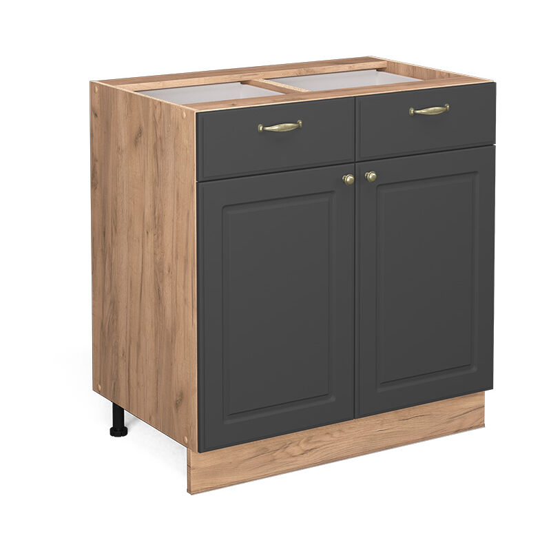 Vicco - Meuble cuisine Fame-Line, Anthracite-or, 80 cm sans plan de travail
