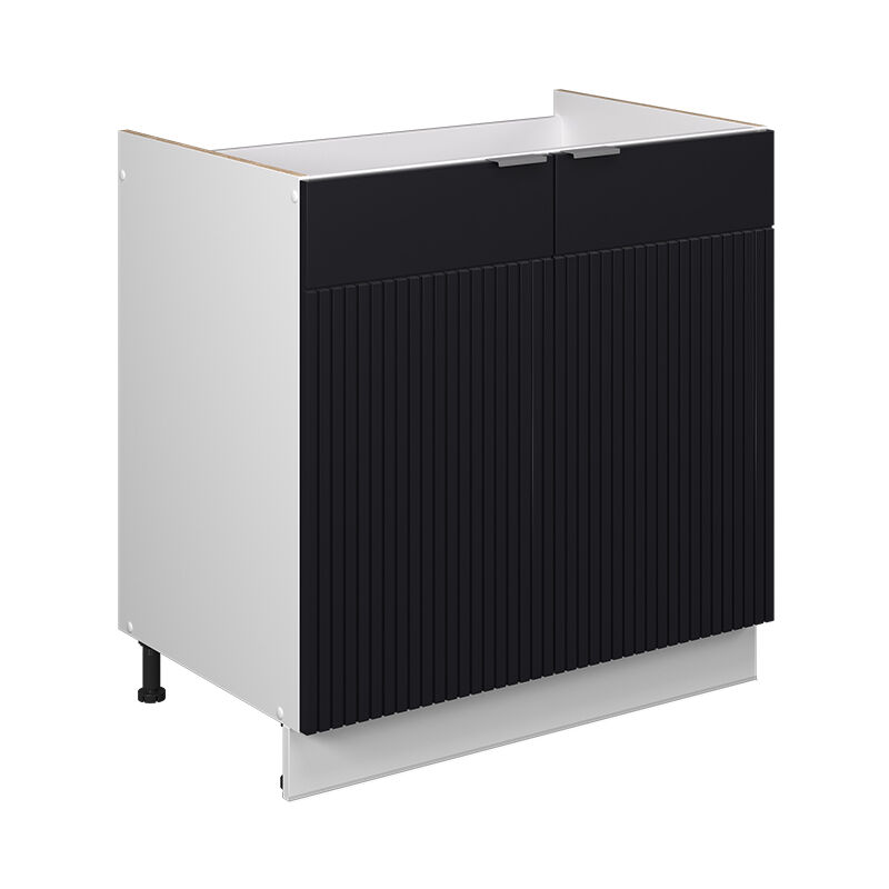 Vicco - Meuble bas sous-évier Fame-Line, Noir rayé, 80 cm sans plan de travail