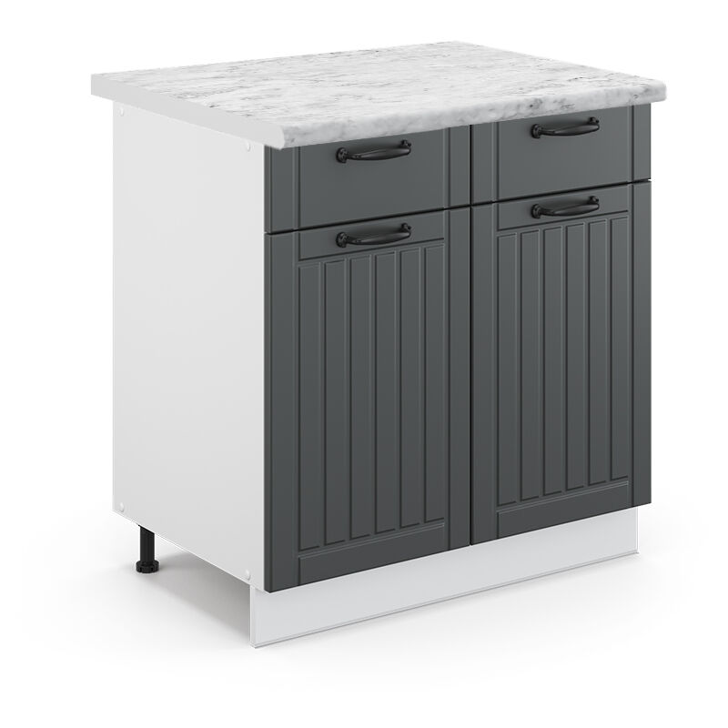 Küchenunterschrank Fame-line, Anthrazit Landhaus, 80 Cm , Ap Marmor, Vicco