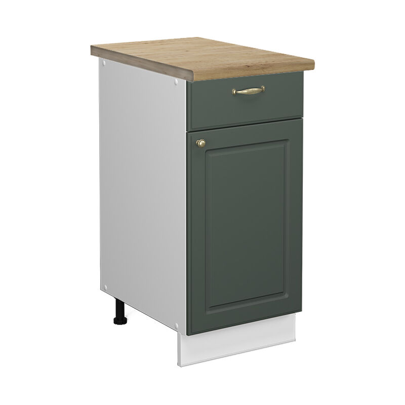Vicco - Küchenunterschrank Fame-line, Grün-gold Landhaus, 40 Cm , Ap Eiche