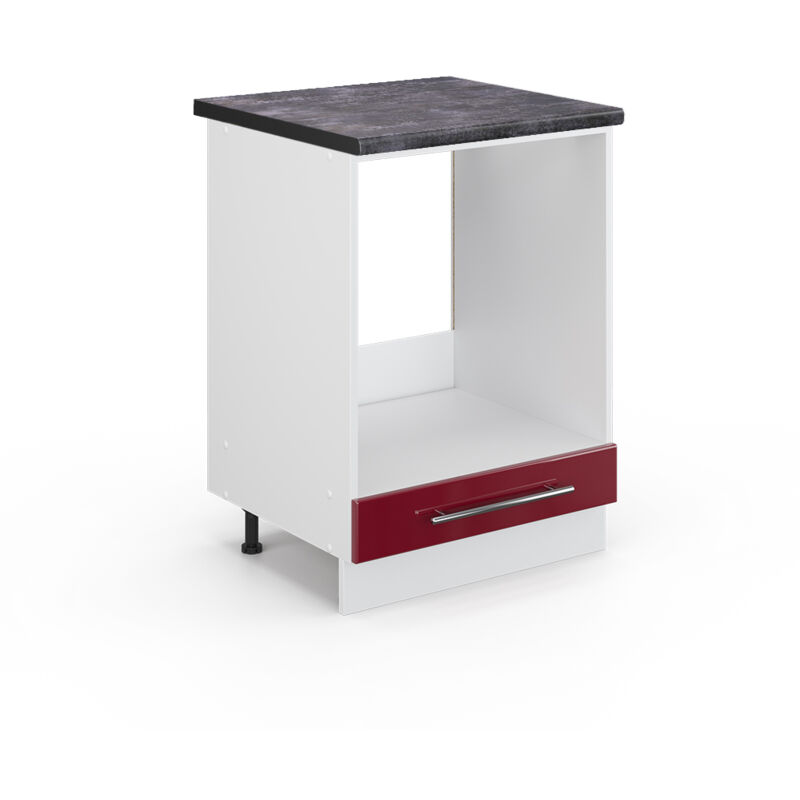 Vicco - Herdumbauschrank Fame-line, Bordeaux Hochglanz, 60 Cm , Ap Anthrazit