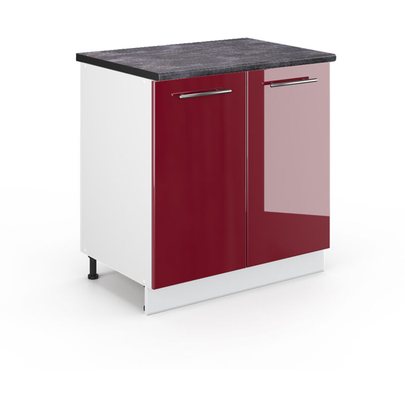Spülenunterschrank Fame-line, Bordeaux Hochglanz, 80 Cm Mit Regal, Ap Anthrazit Vicco