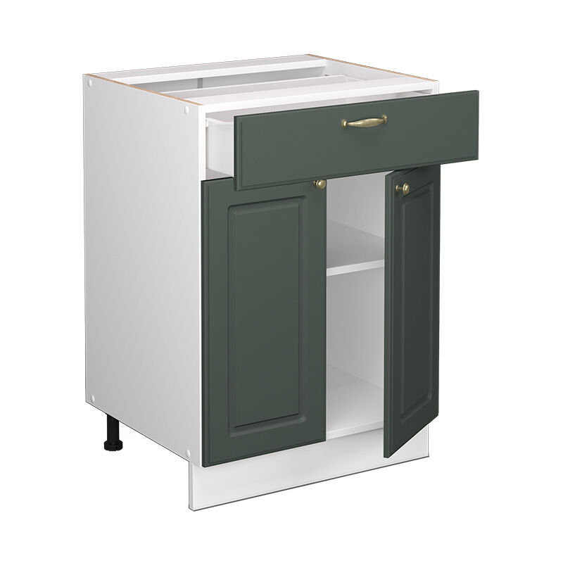 Küchenunterschrank Fame-line, Grün-gold Landhaus, 60 Cm Mit Schublade, Ap Eiche Vicco