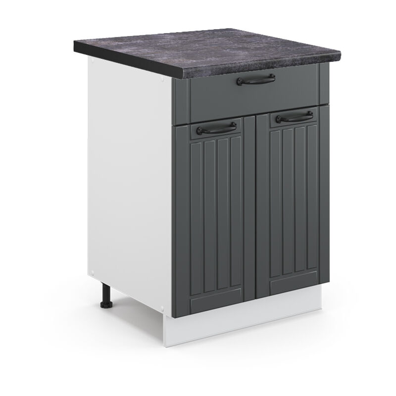 Küchenunterschrank Fame-line, Anthrazit Landhaus, 60 Cm Mit Schublade, Ap Anthrazit Vicco