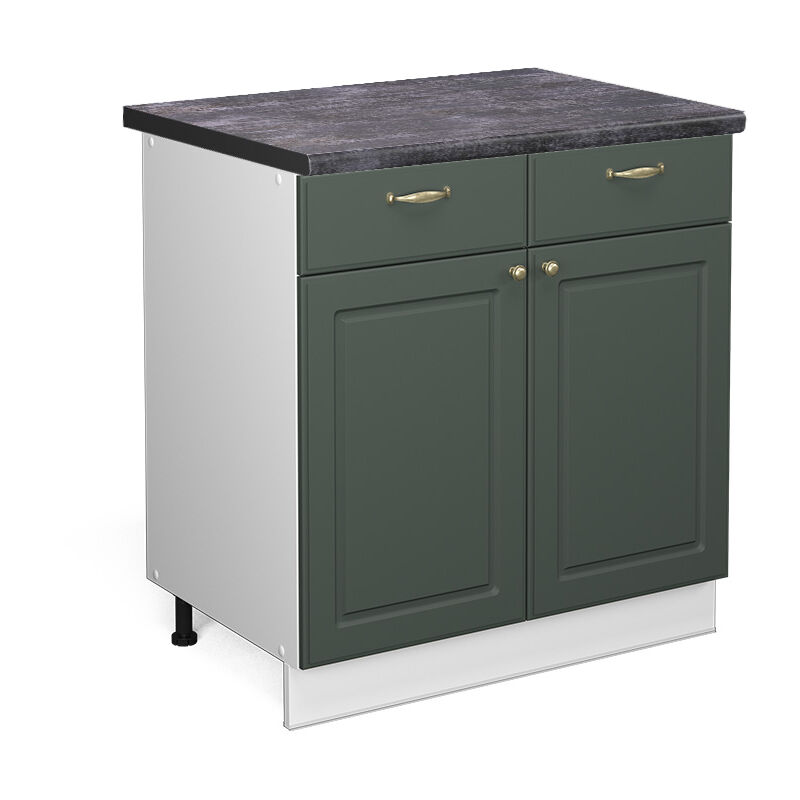Küchenunterschrank Fame-line, Grün-gold Landhaus, 80 Cm , Ap Anthrazit, Vicco