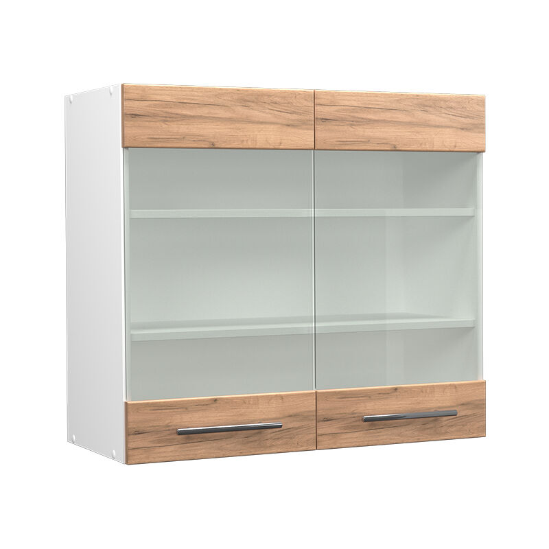 Vicco - Küchenglasschrank Fame-line, Goldkraft Eiche, 80 Cm