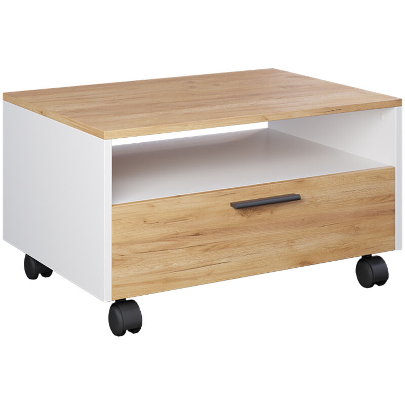 Couchtisch Bibo, Weiß/goldkraft Eiche, 70 X 52.4 Cm, Vicco