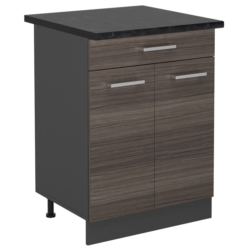 Meuble bas de cuisine R-Line, Gris noble, 60cm, PT Anthracite, Vicco