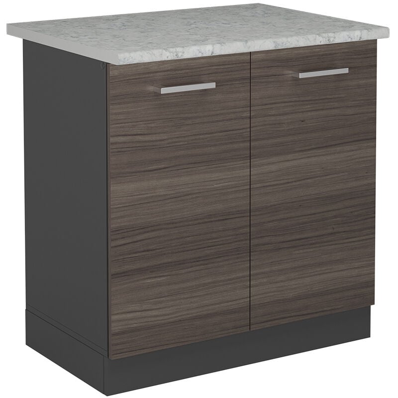 Meuble bas sous-évier R-Line, Gris noble, 80cm pt Marbre Vicco