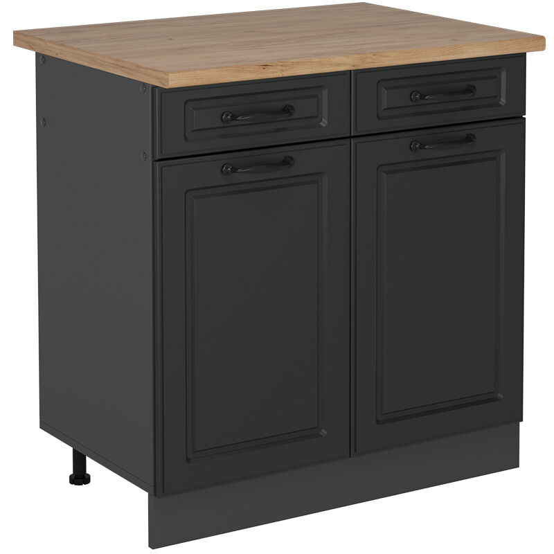 Vicco - Küchenunterschrank R-line, Anthrazit Landhaus, 80 Cm , Ap Eiche