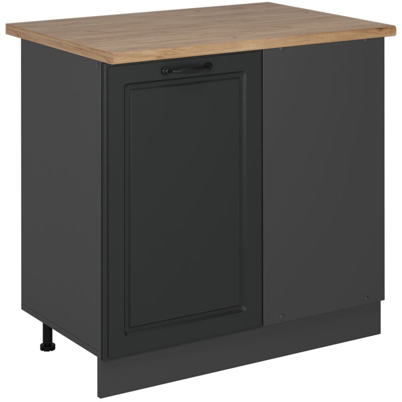 Meuble d'angle R-Line, Anthracite campagne, 86cm, pt Chêne Vicco
