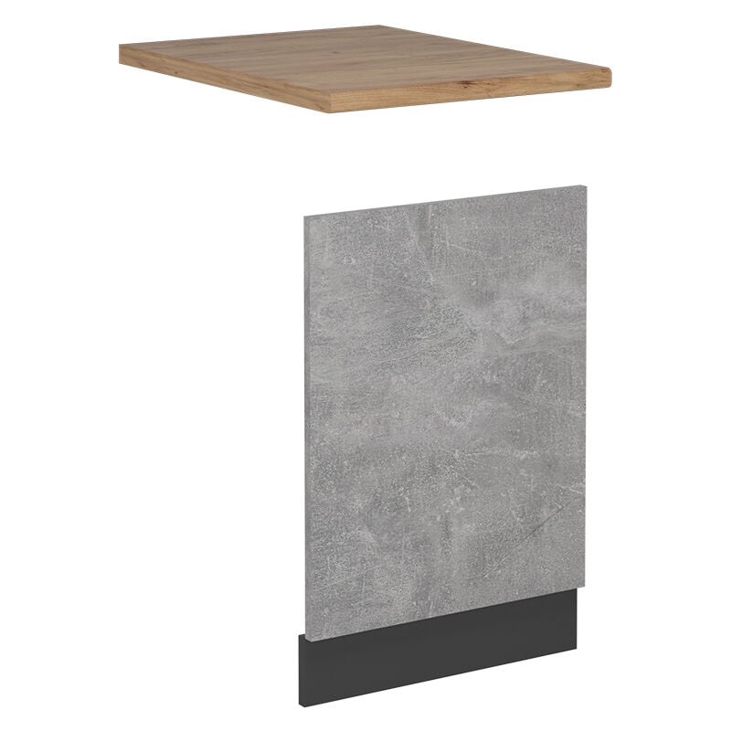 Vicco - Façade de lave-vaisselle R-Line, Béton, 45cm, pt Chêne