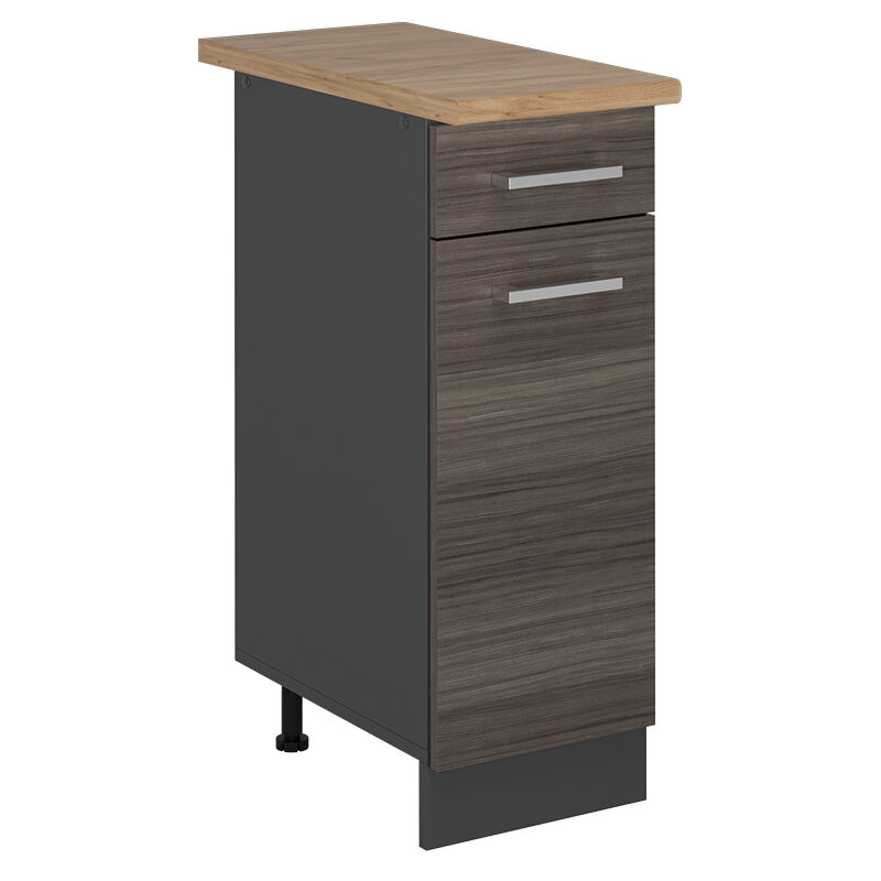 Vicco - Meuble cuisine R-Line, Gris noble, 30cm, pt Chêne