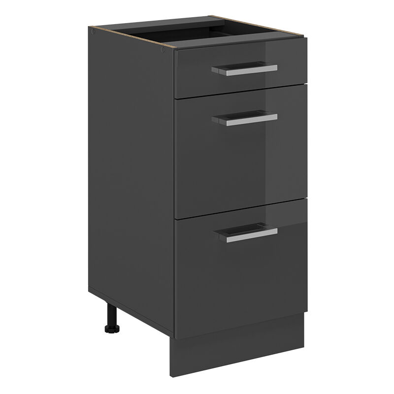 Küchenunterschrank R-line, Anthrazit Hochglanz, 40 Cm Mit Schubladen, Ohne Arbeitsplatte Vicco