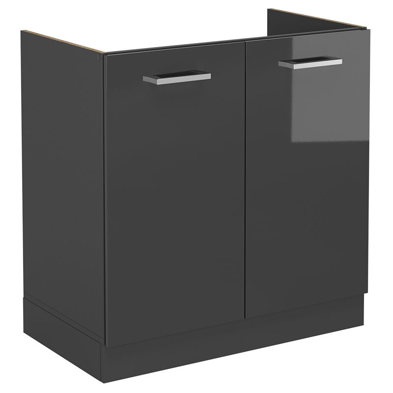 Meuble bas sous-évier R-Line, Anthracite Haute brillance, 80cm sans pt Vicco