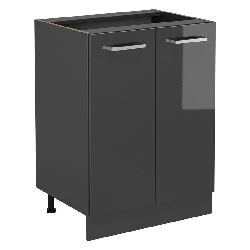Meuble bas de cuisine R-Line, Anthracite Haute brillance, 60cm sans pt Vicco