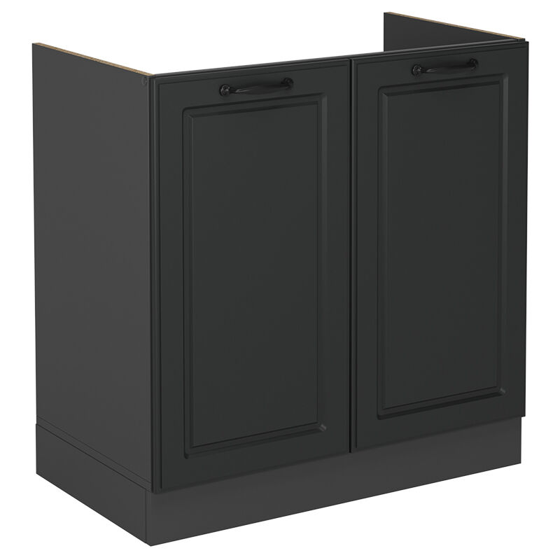 Spülenunterschrank R-line, Anthrazit Landhaus, 80 Cm Ohne Arbeitsplatte Vicco