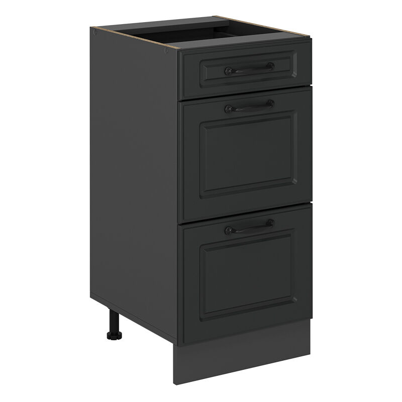 Küchenunterschrank R-line, Anthrazit Landhaus, 40 Cm Mit Schubladen, Ohne Arbeitsplatte Vicco