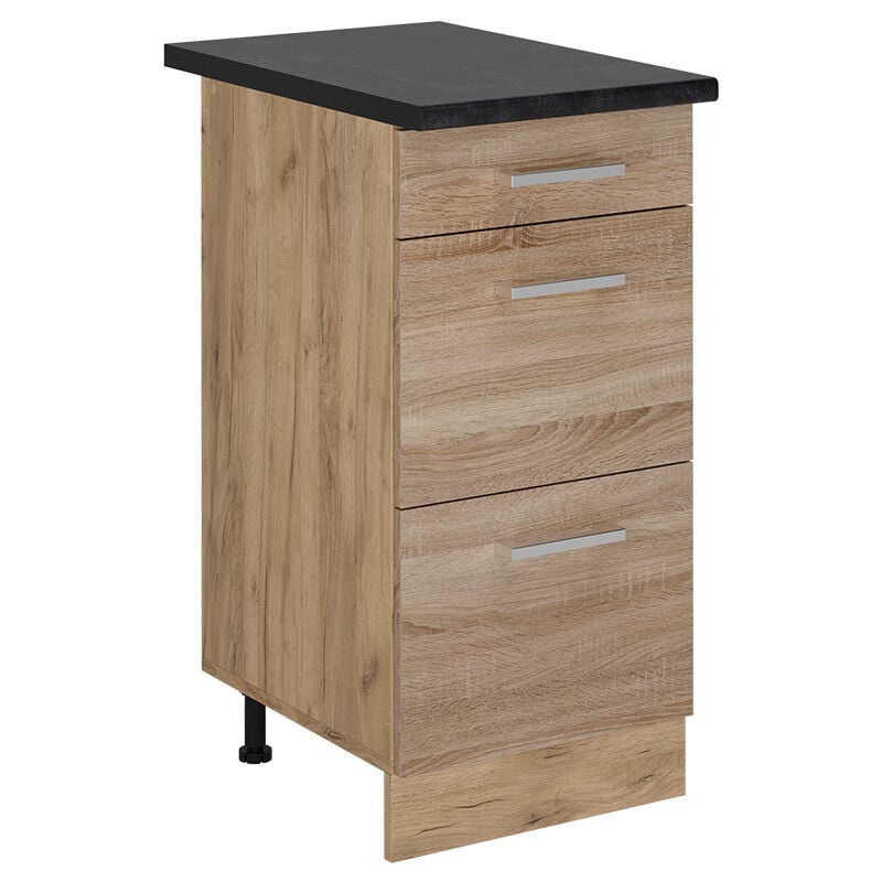 Vicco - Meuble cuisine R-Line, Sonoma, 40cm avec tiroirs, pt Anthracite