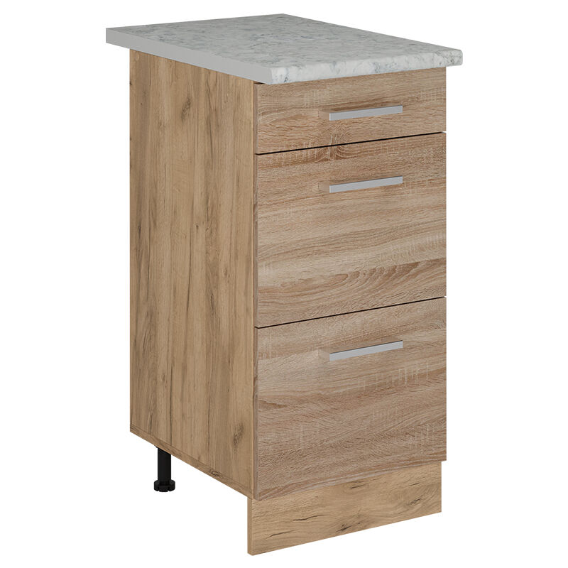 Vicco - Meuble cuisine R-Line, Sonoma, 40cm avec tiroirs, ap Marbre