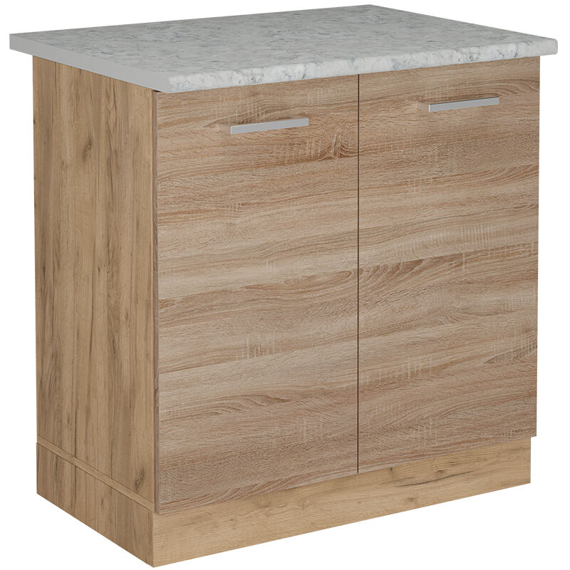 Vicco - Meuble bas sous-évier R-Line, Sonoma, 80cm pt Marbre