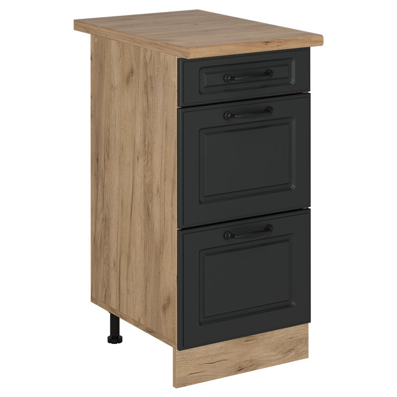 Küchenunterschrank R-line, Anthrazit Landhaus, 40 Cm Mit Schubladen, Ap Eiche Vicco