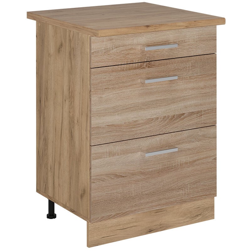 Meuble cuisine R-Line, Sonoma, 60cm avec tiroirs, pt Chêne Vicco