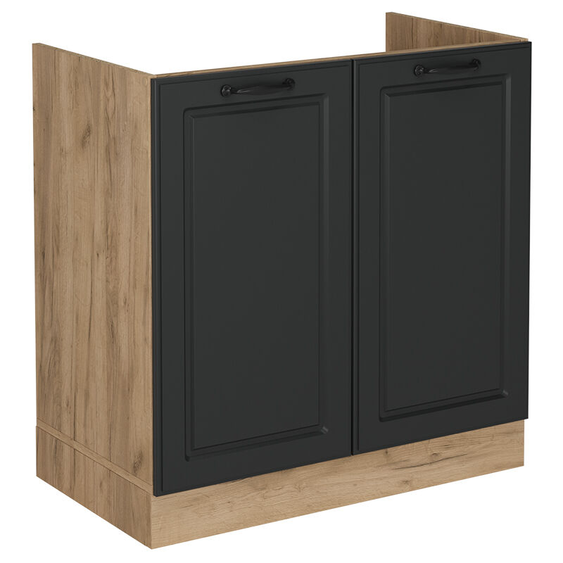 Spülenunterschrank R-line, Anthrazit Landhaus, 80 Cm Ohne Arbeitsplatte Vicco
