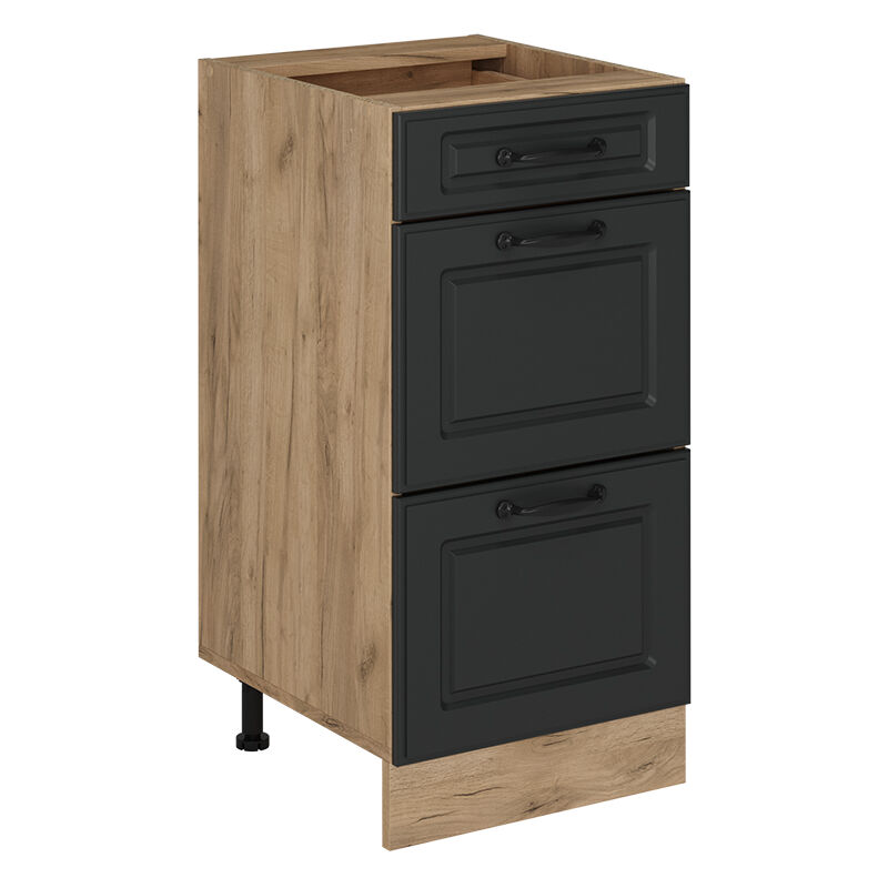 Küchenunterschrank R-line, Anthrazit Landhaus, 40 Cm Mit Schubladen, Ohne Arbeitsplatte Vicco